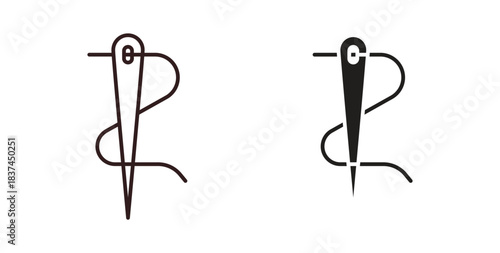 Needle icons design is in black and white, line stock illustration
