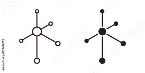 Network icons design is in black and white, line stock illustration