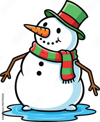 Melting Snowman Winter Illustration