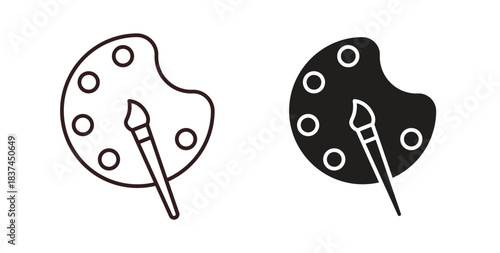 Paint icons design is in black and white, line stock illustration