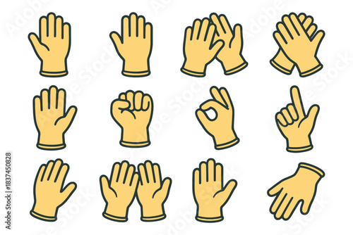 Set of hand gestures illustrating various signs and symbols.