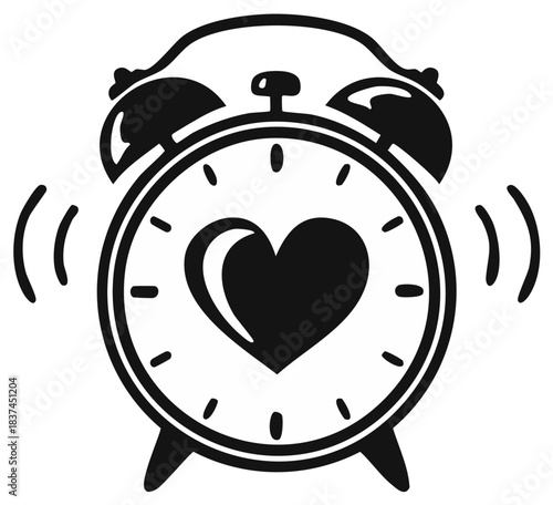 Vintage Alarm Clock Rings with Heart Shape on Face