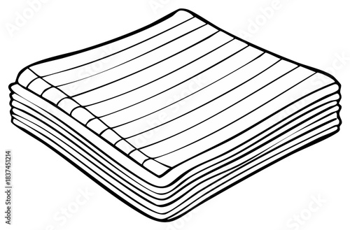 Stack of Striped Cloths: Black and White Line Drawing Style Illustration