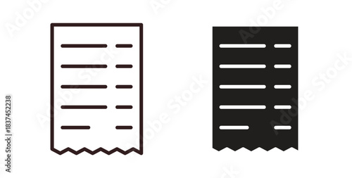 Receipt icons design is in black and white, line stock illustration