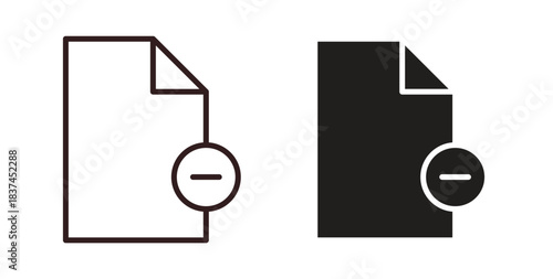 Remove file icons design is in black and white, line stock illustration