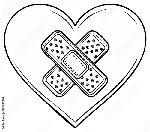 Heart with bandage icon love recovery concept illustration