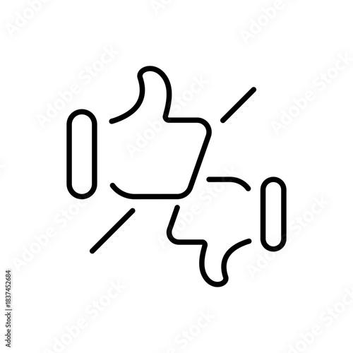 Thumbs-up vector icon. editable line icon in outline style, like, approve, social