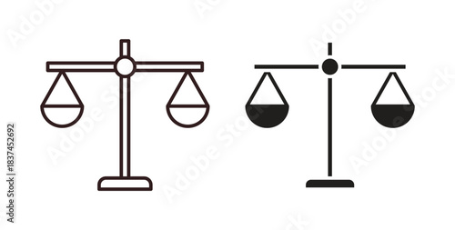 Scale icons design is in black and white, line stock illustration