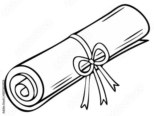 black and white diploma scroll with ribbon clip art preview