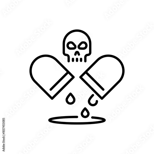 Poison vector icon. editable line icon, outline toxic, hazard symbols