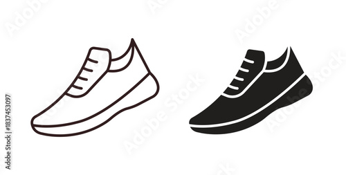 Shoes icons design is in black and white, line stock illustration