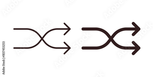 Shuffle icons design is in black and white, line stock illustration