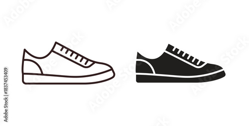 Sneaker icons design is in black and white, line stock illustration