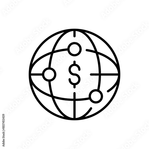 Finance vector icon. editable line icon, outline currency, global money symbol