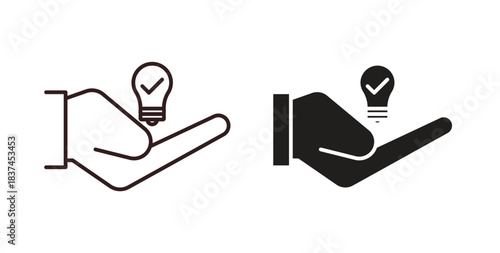 Solution icons design is in black and white, line stock illustration