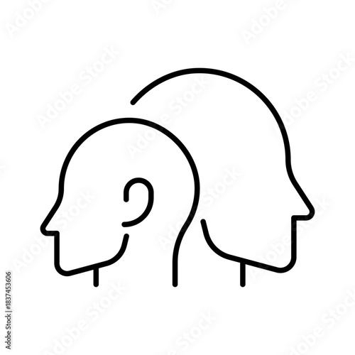 Human head vector icon. editable line icon in outline style with conversation, chat