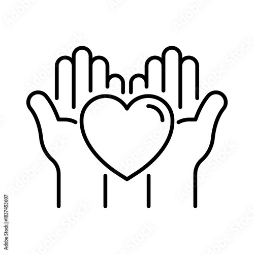 Charity vector icon. editable line icon for donation and support in outline style