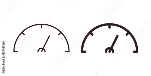Speedometer icons design is in black and white, line stock illustration