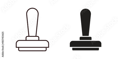 Stamp icons design is in black and white, line stock illustration