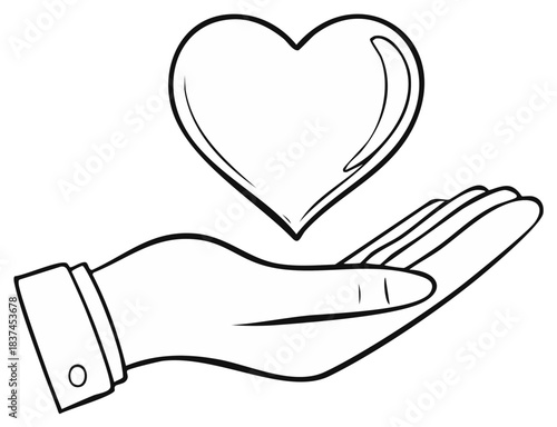 Heart in Hand Illustration Graphic for Love, Giving, Health Concept
