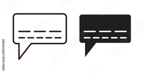 Subtitles icons design is in black and white, line stock illustration
