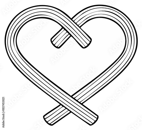 Intertwined pretzel shape forming a heart symbol with striped detail