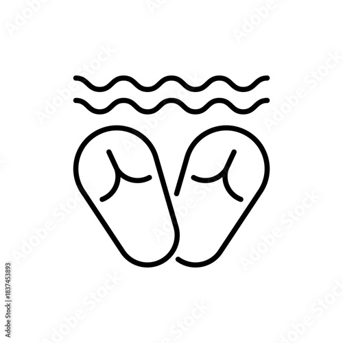 Flip flops vector icon. editable line icon in outline beach footwear style