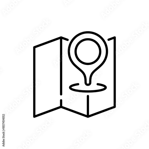 Map vector icon. editable line icon with outline graphic and navigation symbols