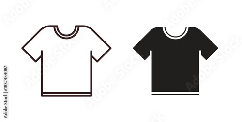 T shirt icons design is in black and white, line stock illustration