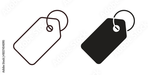 Tag icons design is in black and white, line stock illustration