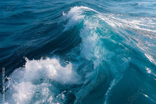 Fototapeta Naklejka Na Ścianę i Meble -  Dynamic ocean wave with white foam