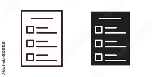 Test icons design is in black and white, line stock illustration