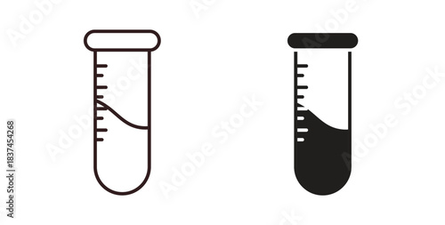 Test tube icons design is in black and white, line stock illustration