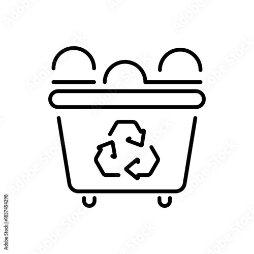 Recycling bin vector icon, editable line icon, outline style with eco symbols
