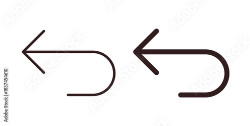 Undo icons design is in black and white, line stock illustration