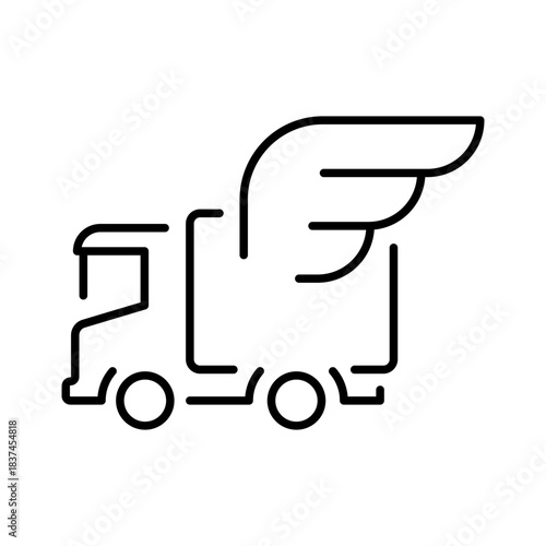 Truck vector icon. editable line icon for transport, delivery, shipping in outline style