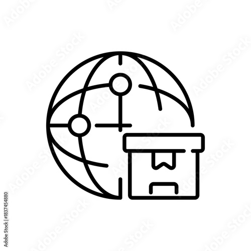 Global delivery vector icon. editable line icon, outline shipment, export, tracking