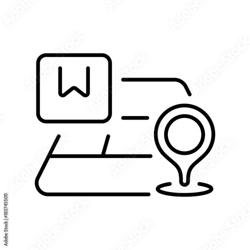 Map vector icon, editable line icon set. outline, location, navigation symbols