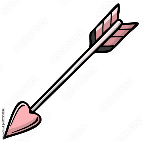 Pink heart arrow with feathers in motion symbol for love and romance flying