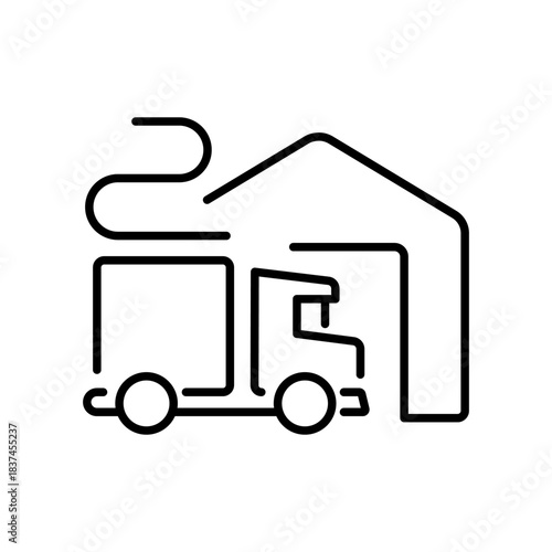 Warehouse vector icon. editable line icon in flat style with storage, shipping symbols