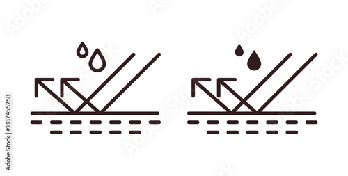 Waterproof icons design is in black and white, line stock illustration