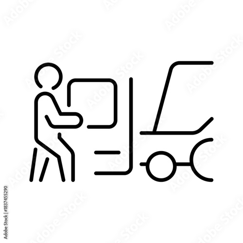 Forklift vector icon, editable line icon, outline style, logistics, machinery
