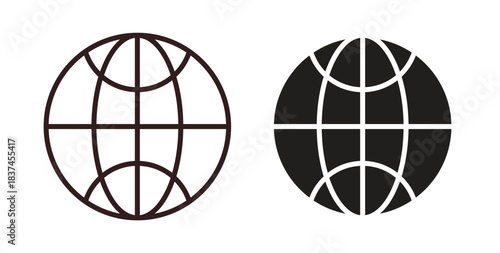 Website icons design is in black and white, line stock illustration
