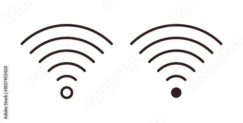 Wifi icons design is in black and white, line stock illustration