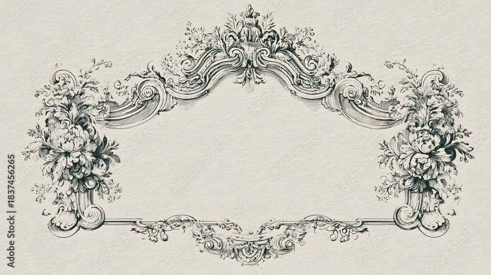 Fototapeta premium Vintage Ornate Frame with Classical Architectural Details for Luxury Decorative
