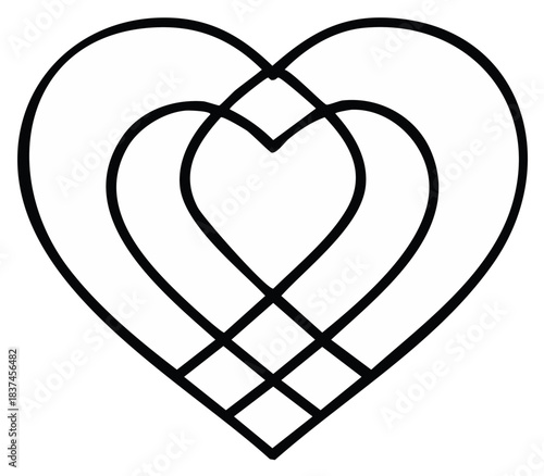 Abstract interwoven hearts line art illustrating unity connection and eternal love minimalist design