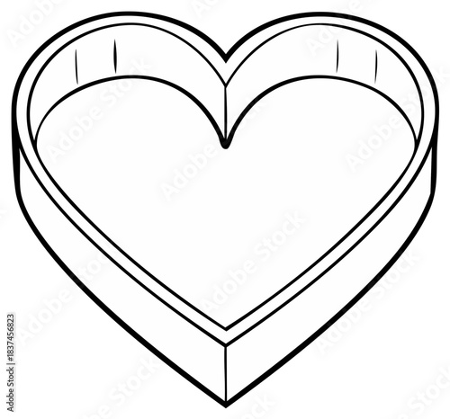 Outline of Heart Shaped Mold for Baking or Crafts, Blank Canvas for Artistic Expressions, Romance Symbol