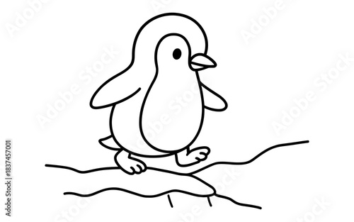 Cute penguin line art: simplistic black and white animal design for kids