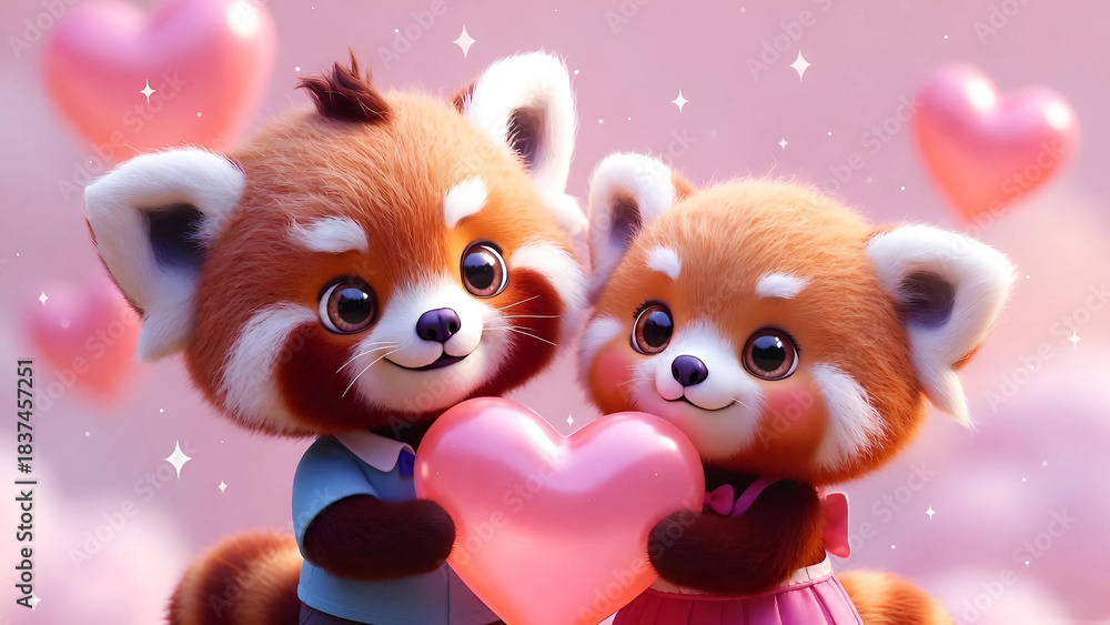 Naklejka premium two teddy bears and a heart