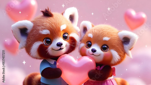 two teddy bears and a heart